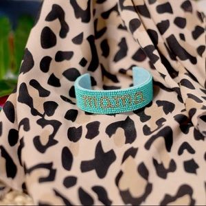 Mama turquoise beaded cuff bracelet